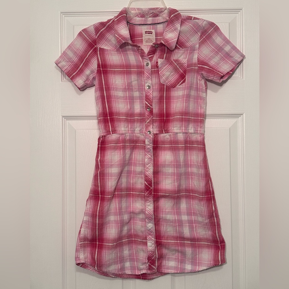 Levi's Girl Pink Plaid Dress Size L (10/12)
